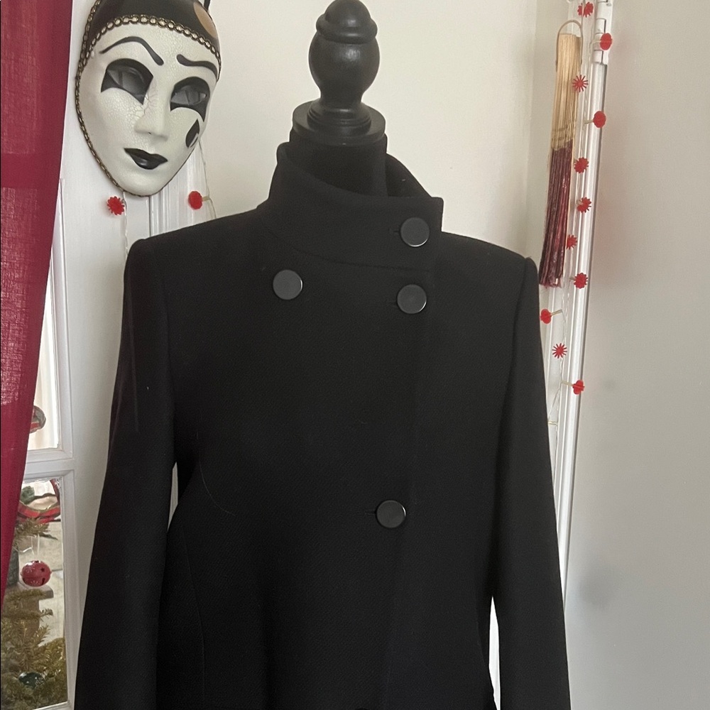 Zara Black Double-Breasted Pea Coat